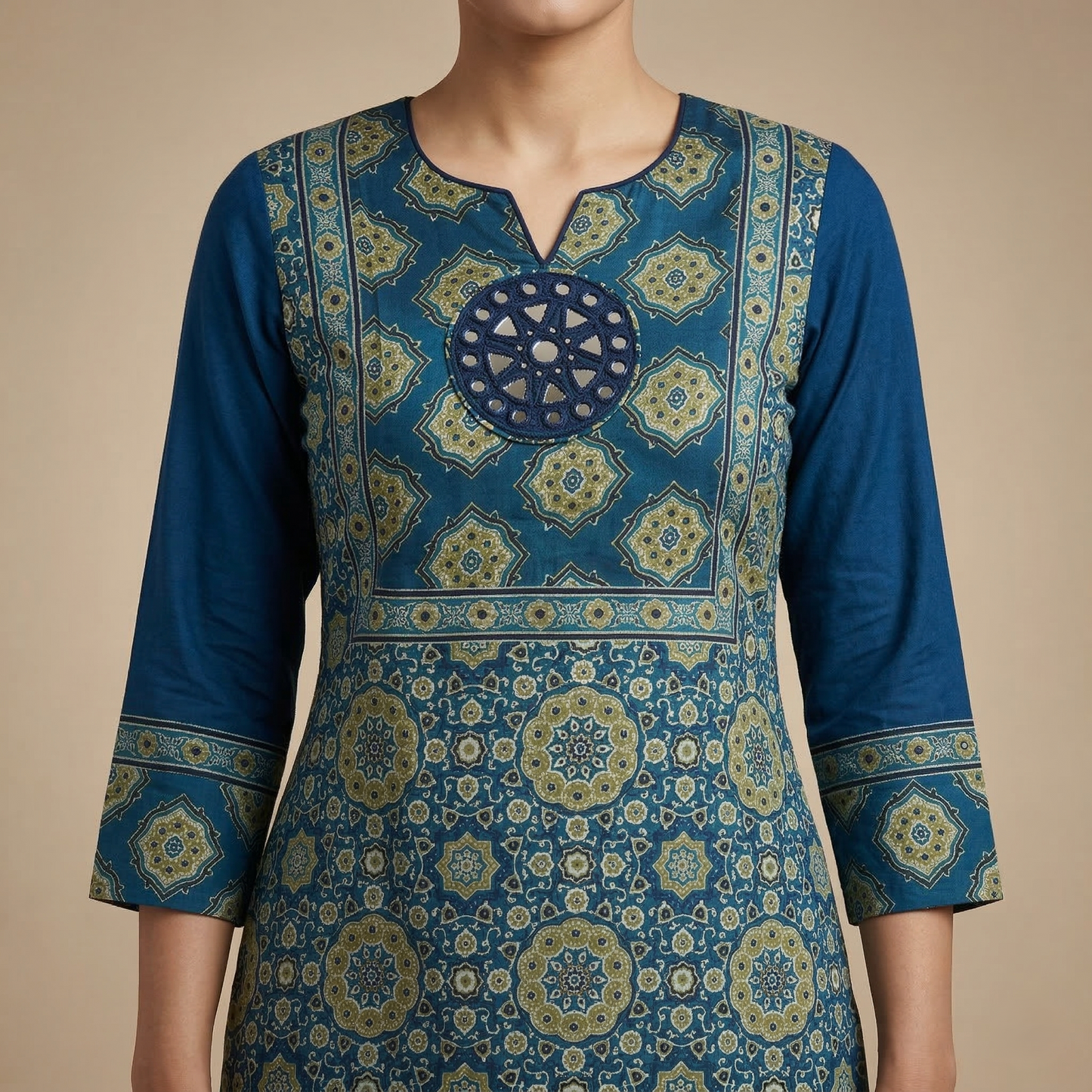 Elegance Traditional Motif Teal Kurti