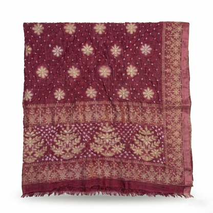 Magenta Banarasi Silk Floral Zari Dupatta