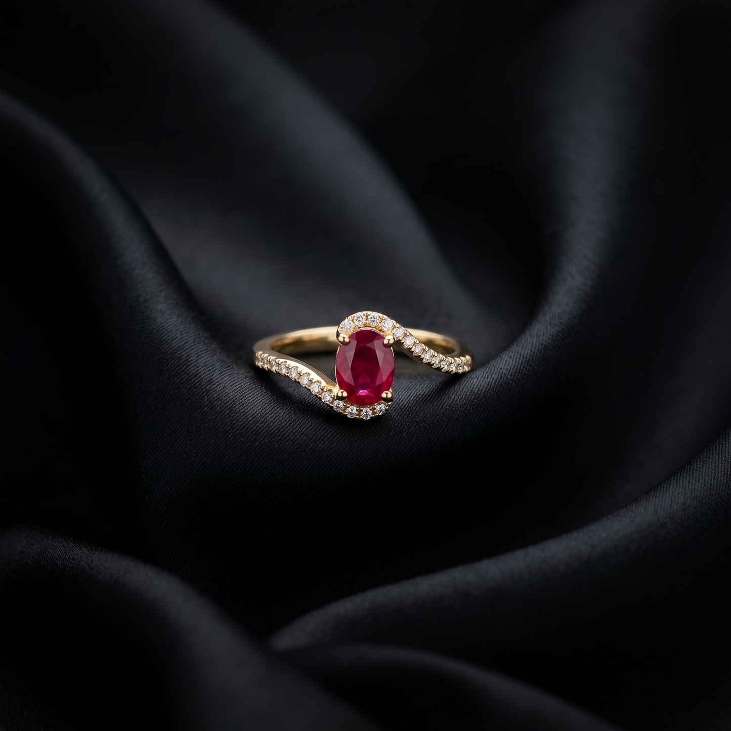Royal Ruby Twist Diamond Gold Ring