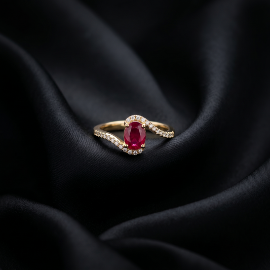 Royal Ruby Twist Diamond Gold Ring