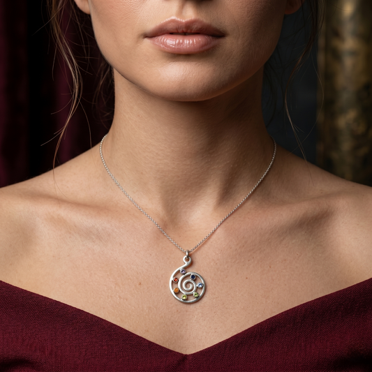 Spiral of Life Silver Chakra Pendant