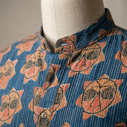 Indigo Block-Print Heritage Cotton Kurta