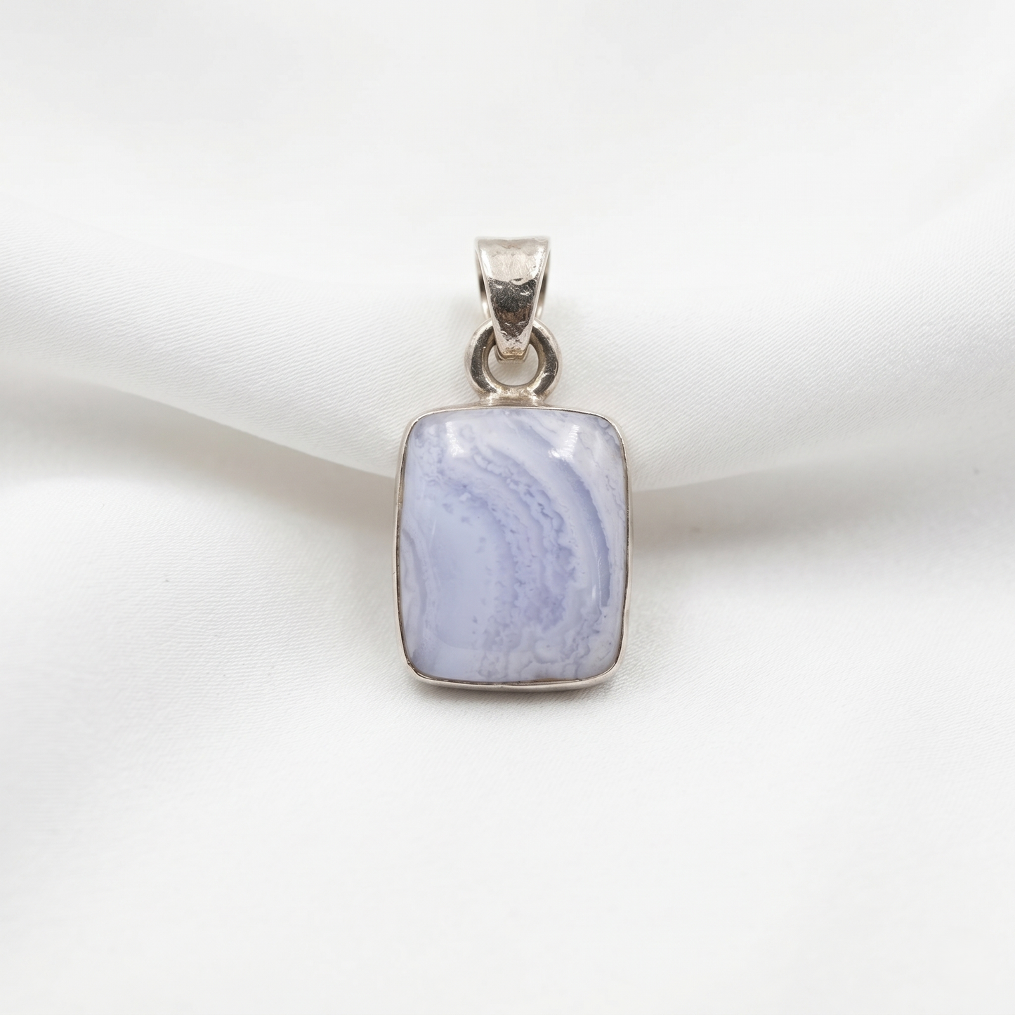 Elegant Blue Lace Agate Silver Pendant