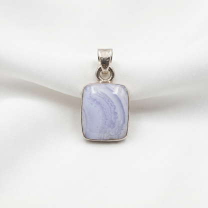 Elegant Blue Lace Agate Silver Pendant