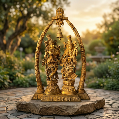 Radha Krishna Brass Idol With Bell