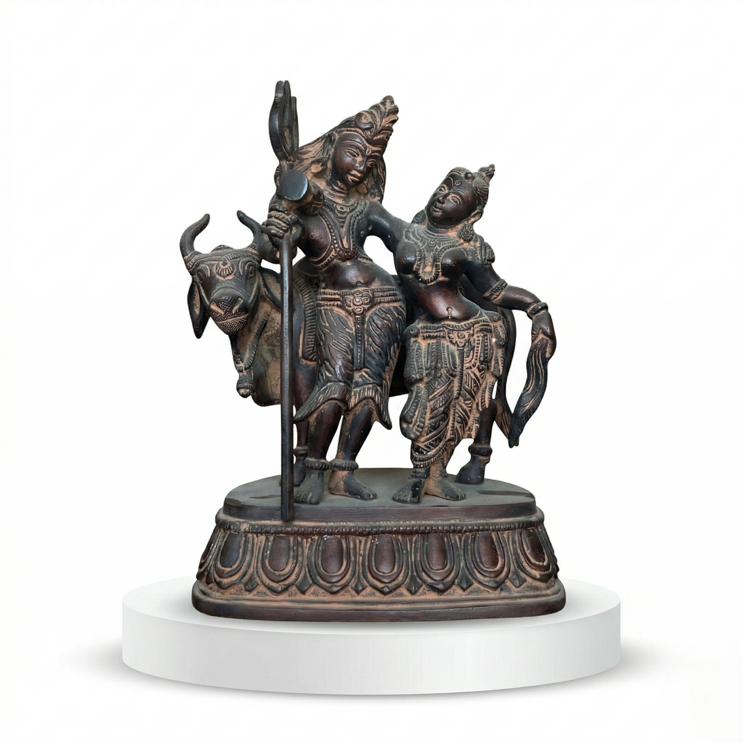 Antique Brass Shiva Parvati Nandi Statue