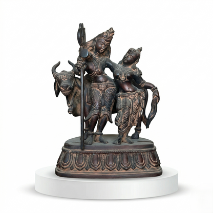 Antique Brass Shiva Parvati Nandi Statue