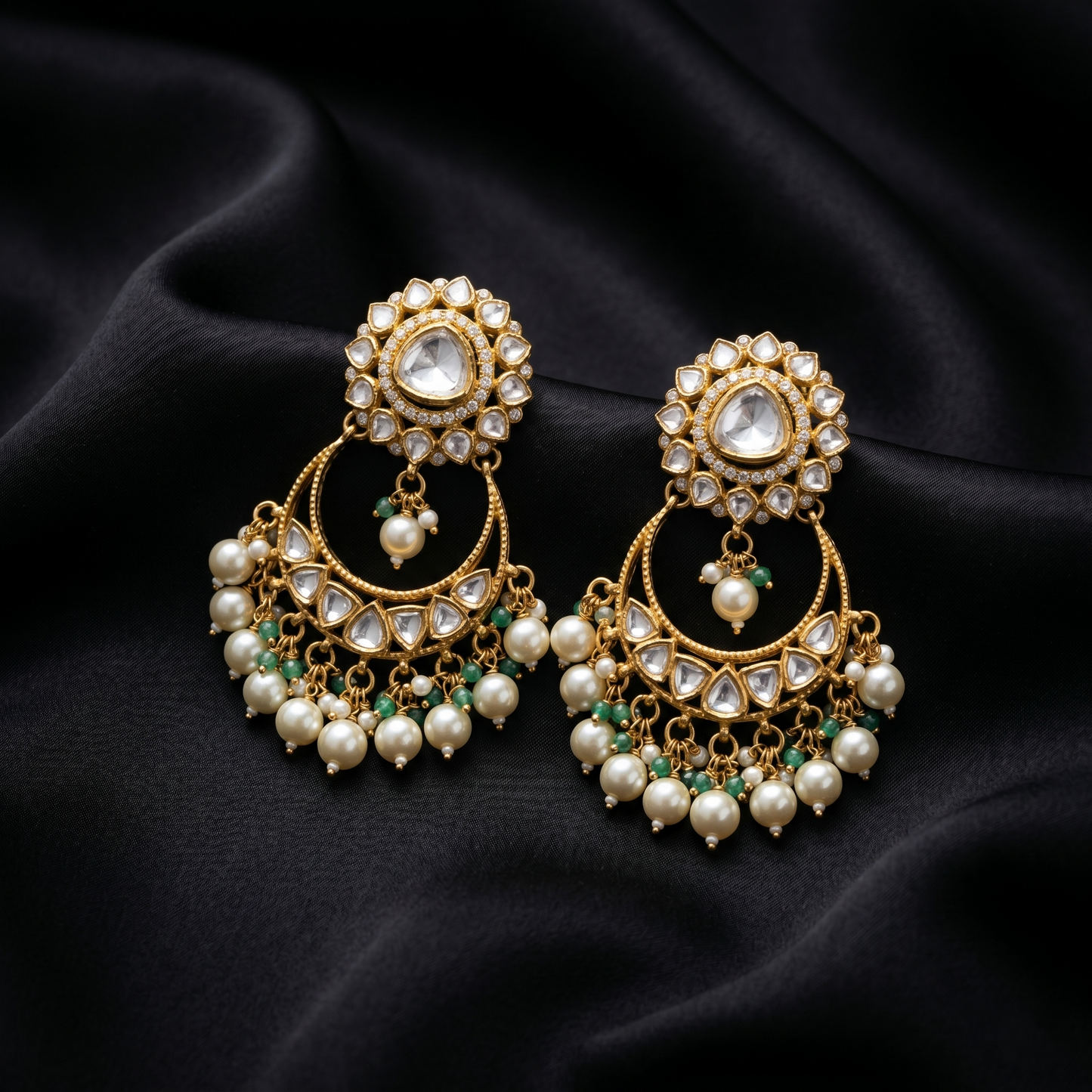 Gold Plated Chandbali Pearl Drop Earrings