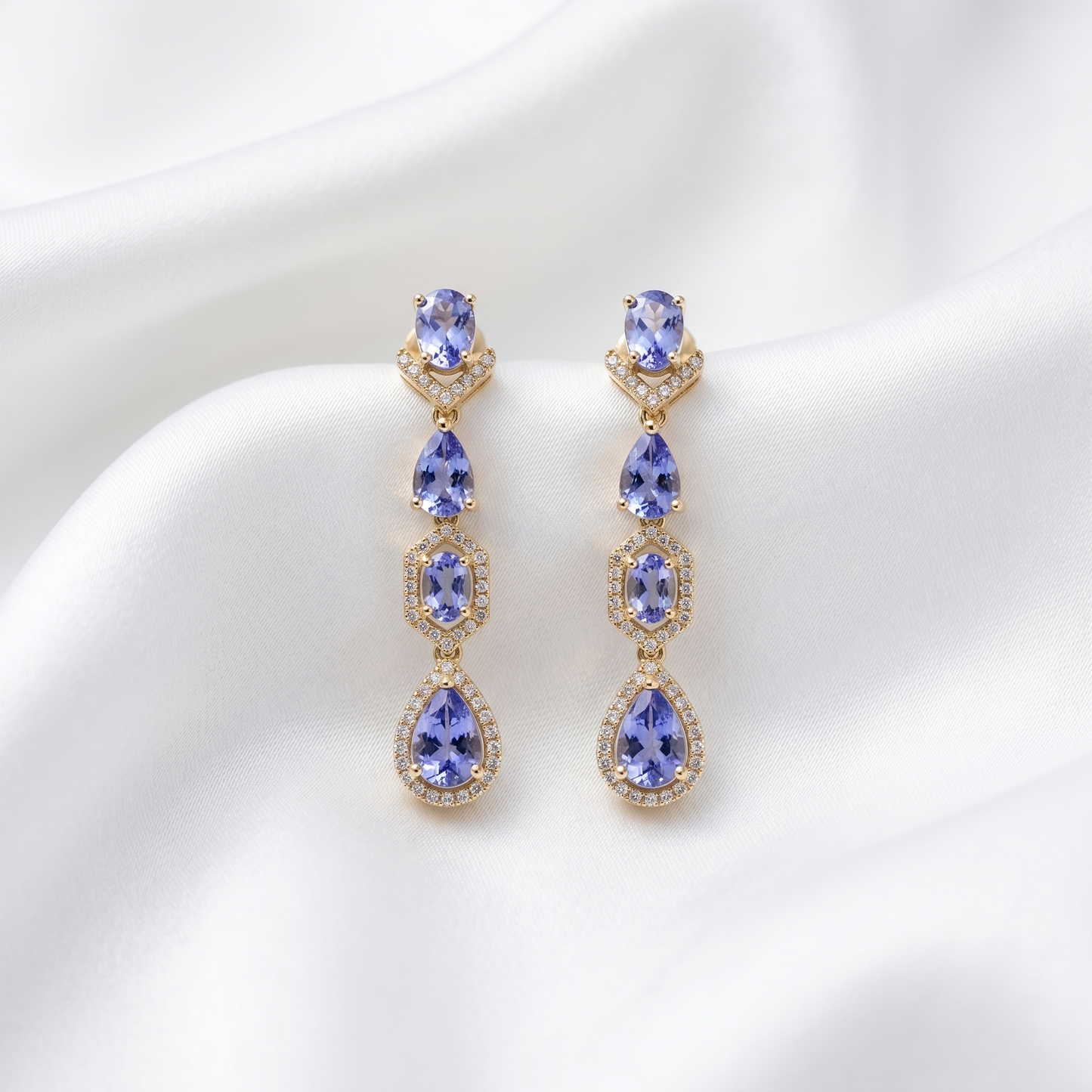 Elegant Tanzanite Victorian Drop Earrings