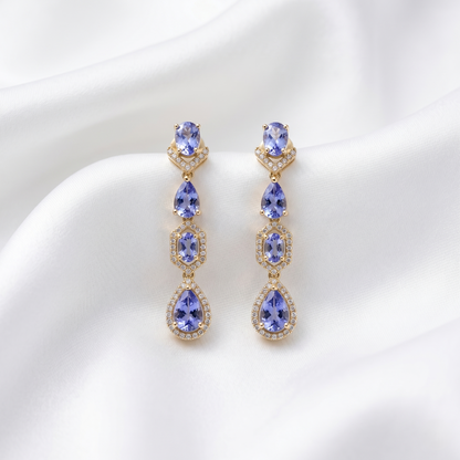 Elegant Tanzanite Victorian Drop Earrings