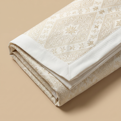 Cream Geometric Simplicity Luxury Cotton Bedcover