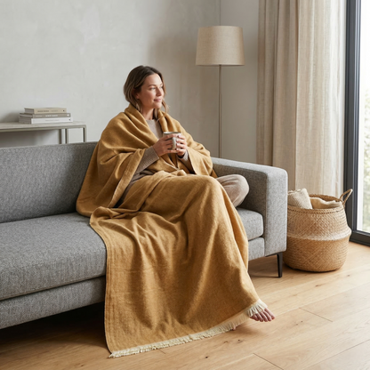 Hand Carved Heritage Pure Wool Oversized Blanket