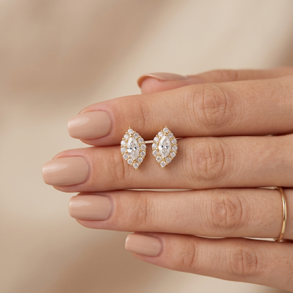 Elegant Marquise Cut Silver Stud Earrings