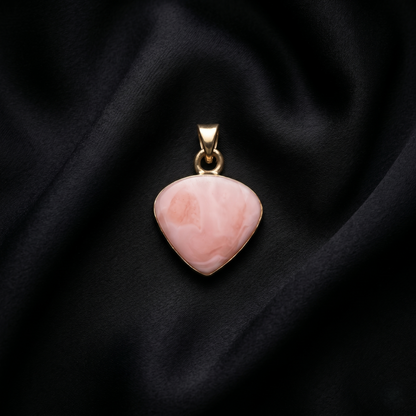 Silver Pink Coral Heart Artisan Pendant