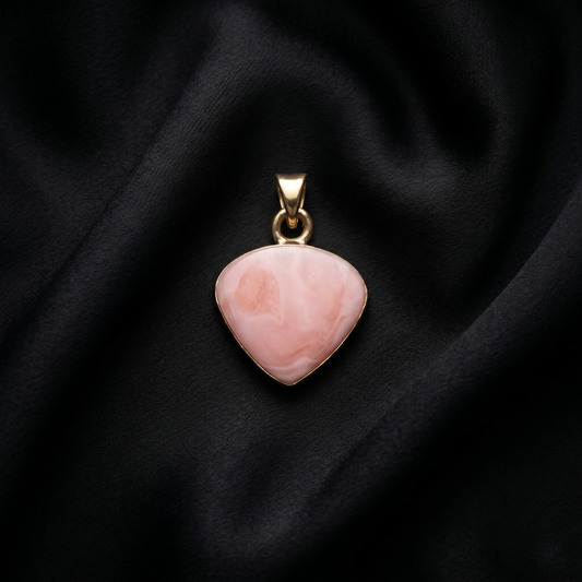 Silver Pink Coral Heart Artisan Pendant