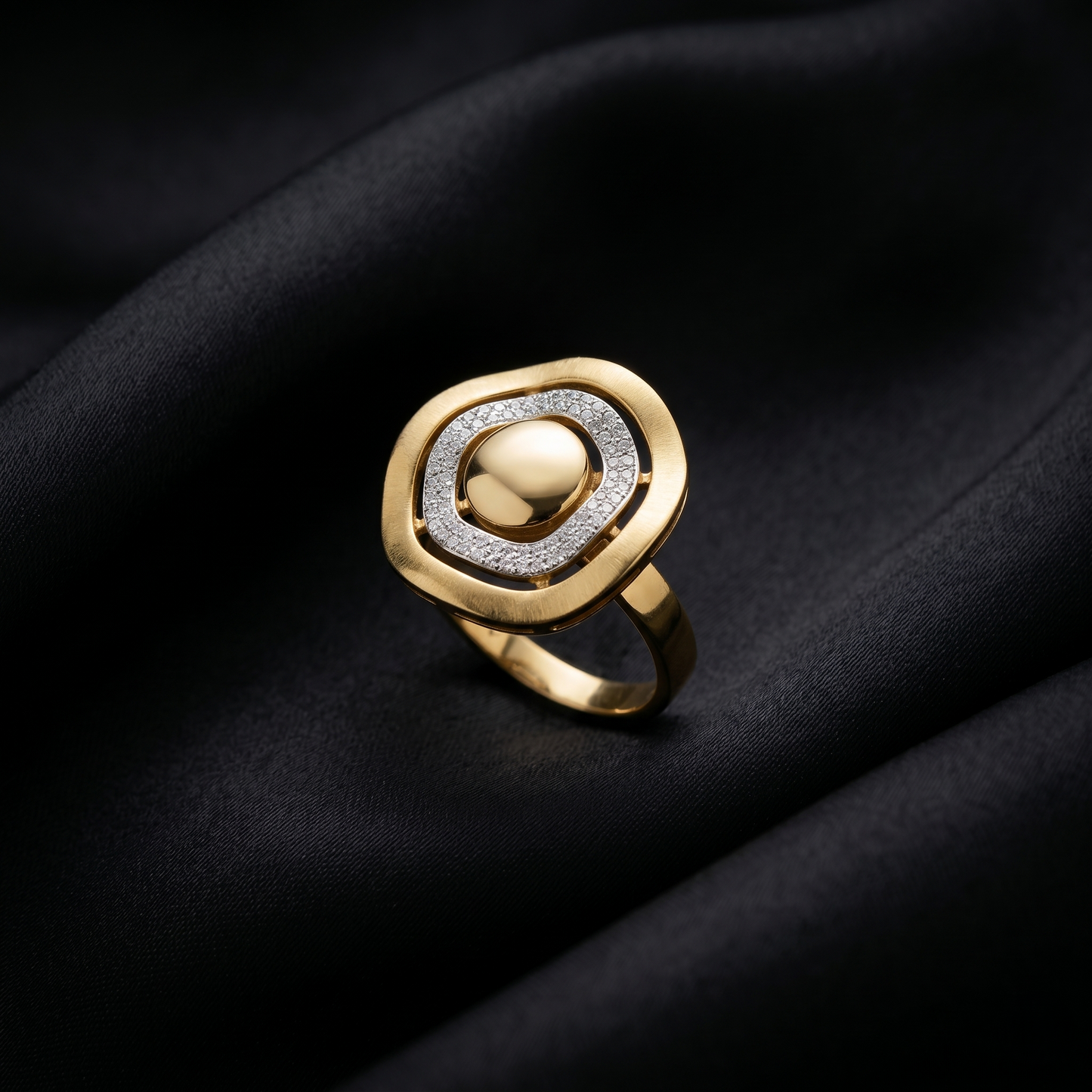 Modern Concentric Geometric Gold Statement Ring