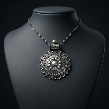 Antique Handcrafted Sterling Silver Mandala Pendant