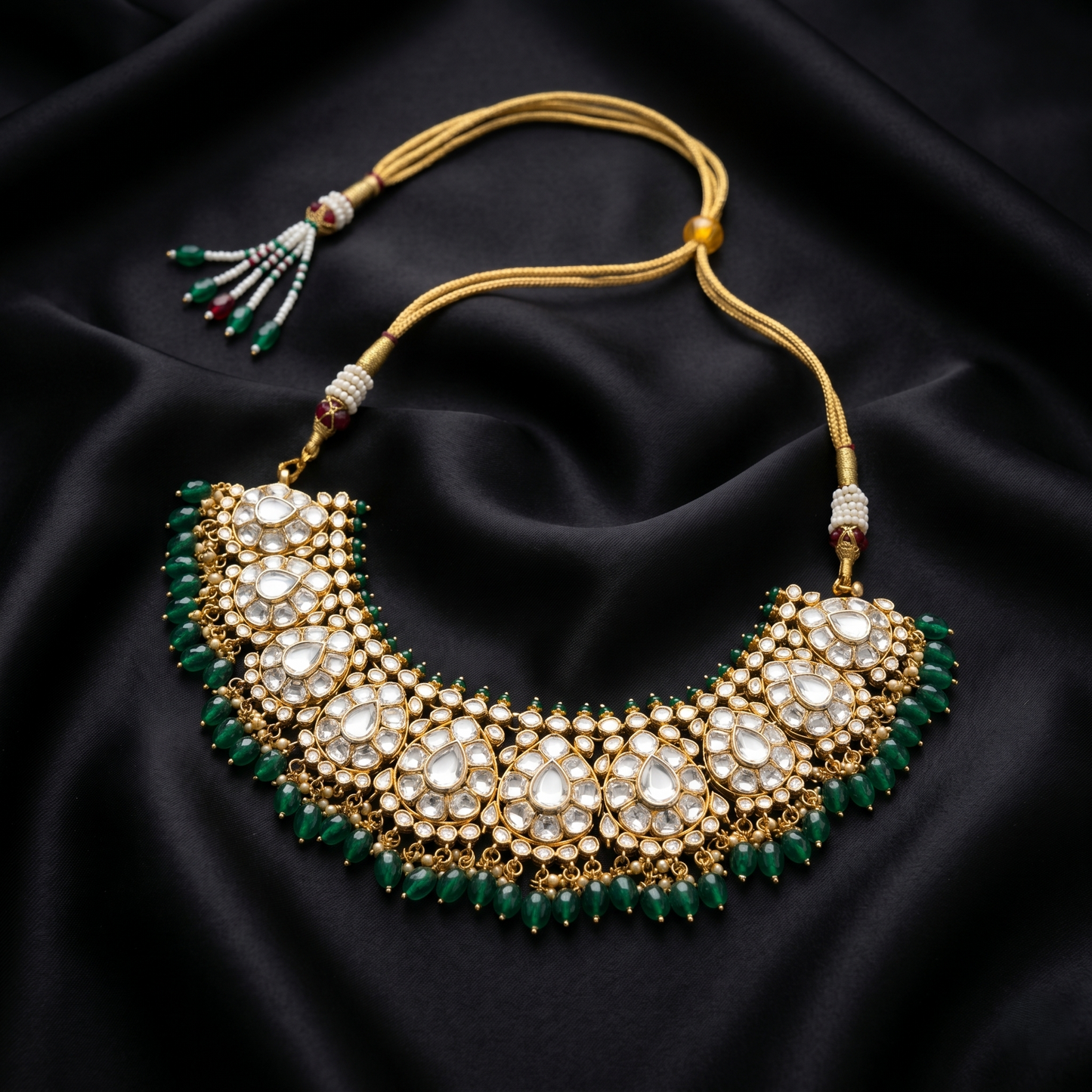 Royal Kundan and Emerald Silver Choker