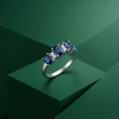Three-Stone Sapphire Ring