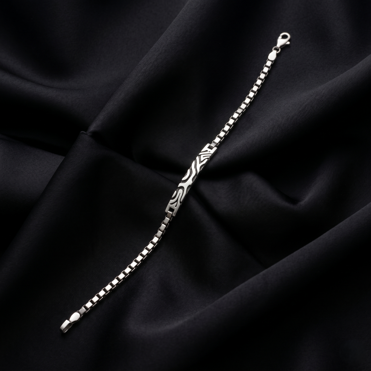 Sleek Silver Box Chain ID Bracelet