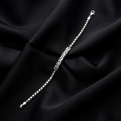 Sleek Silver Box Chain ID Bracelet