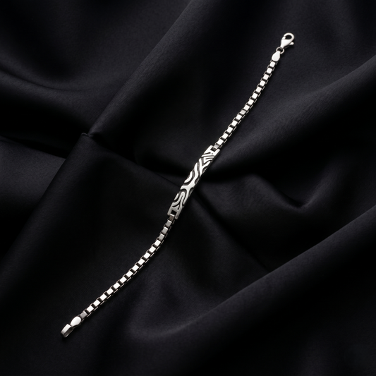 Sleek Silver Box Chain ID Bracelet