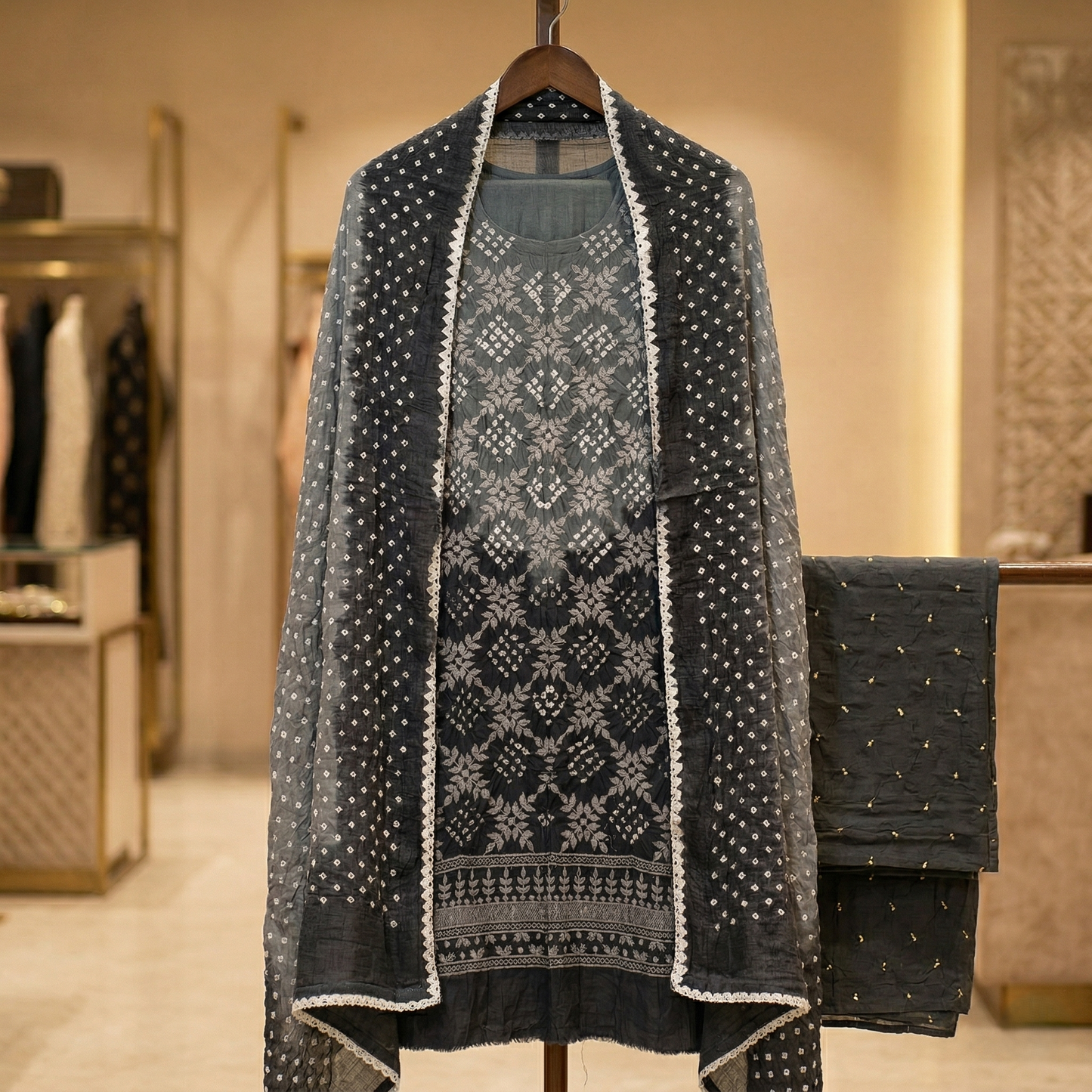 Grey Ombre Embroidered Unstitched Suit Set