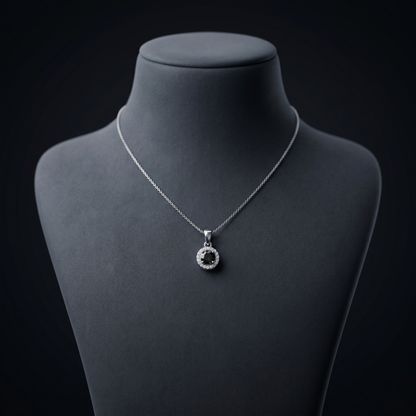 Elegant Silver Halo Smokey Quartz Pendant