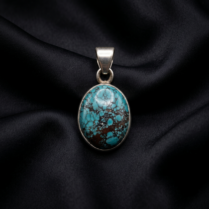 Exquisite Oval Turquoise Sterling Silver Pendant