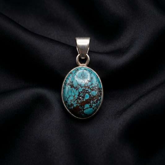Exquisite Oval Turquoise Sterling Silver Pendant