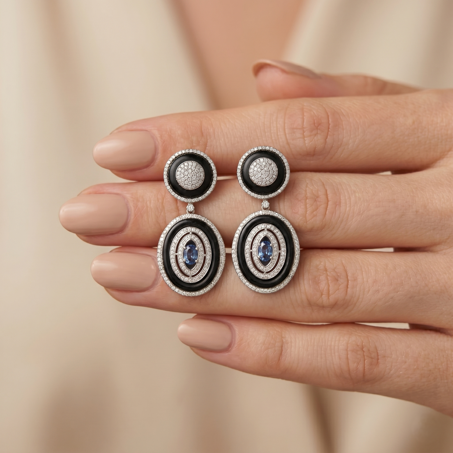 Elegant Art Deco Onyx Drop Earrings