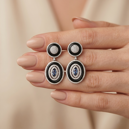 Elegant Art Deco Onyx Drop Earrings