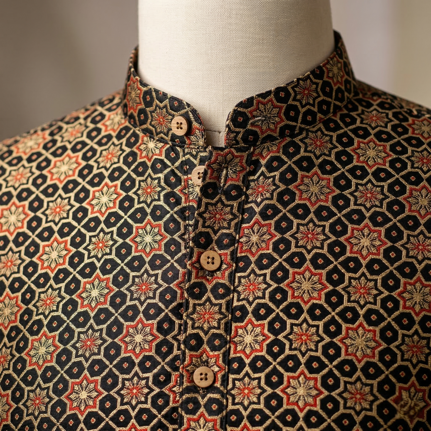 Ornate Geometric Print Modern Cotton Kurta