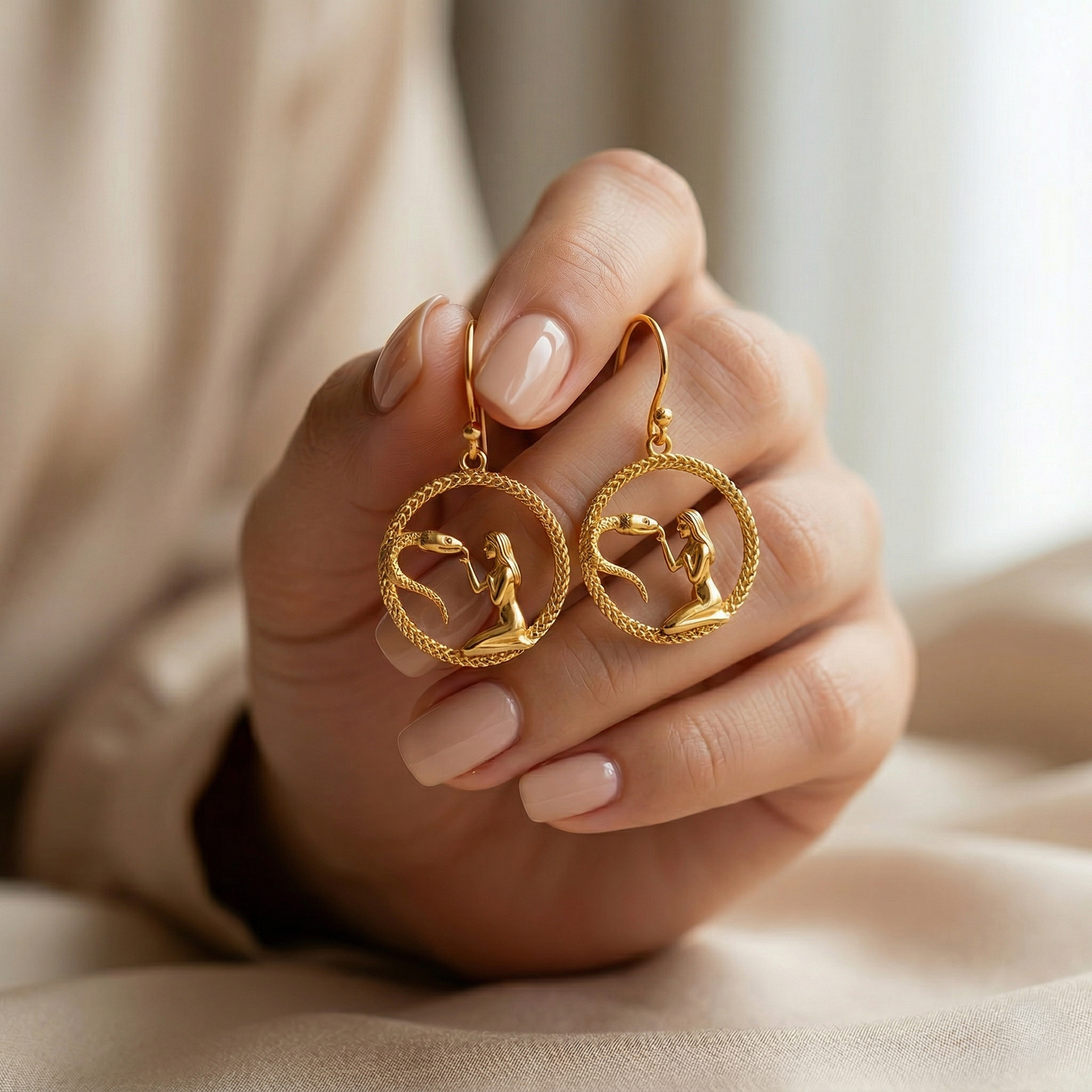 Serpent & Mermaid Gold-Plated Silver Drops