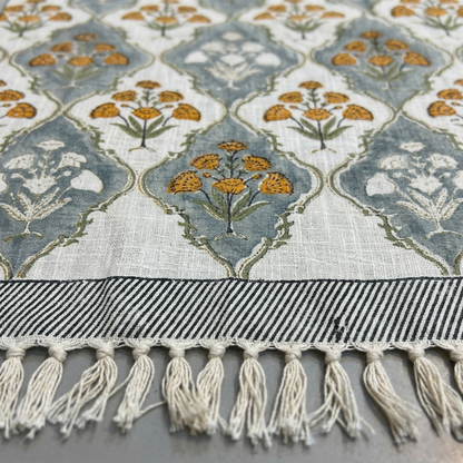 Mughal Buta Grey Khadi Bedcover Set