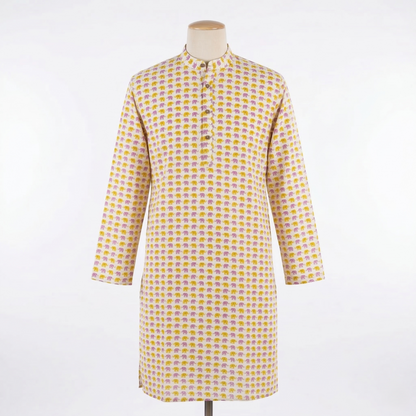 Elephant Print Hand Block Cotton Kurta