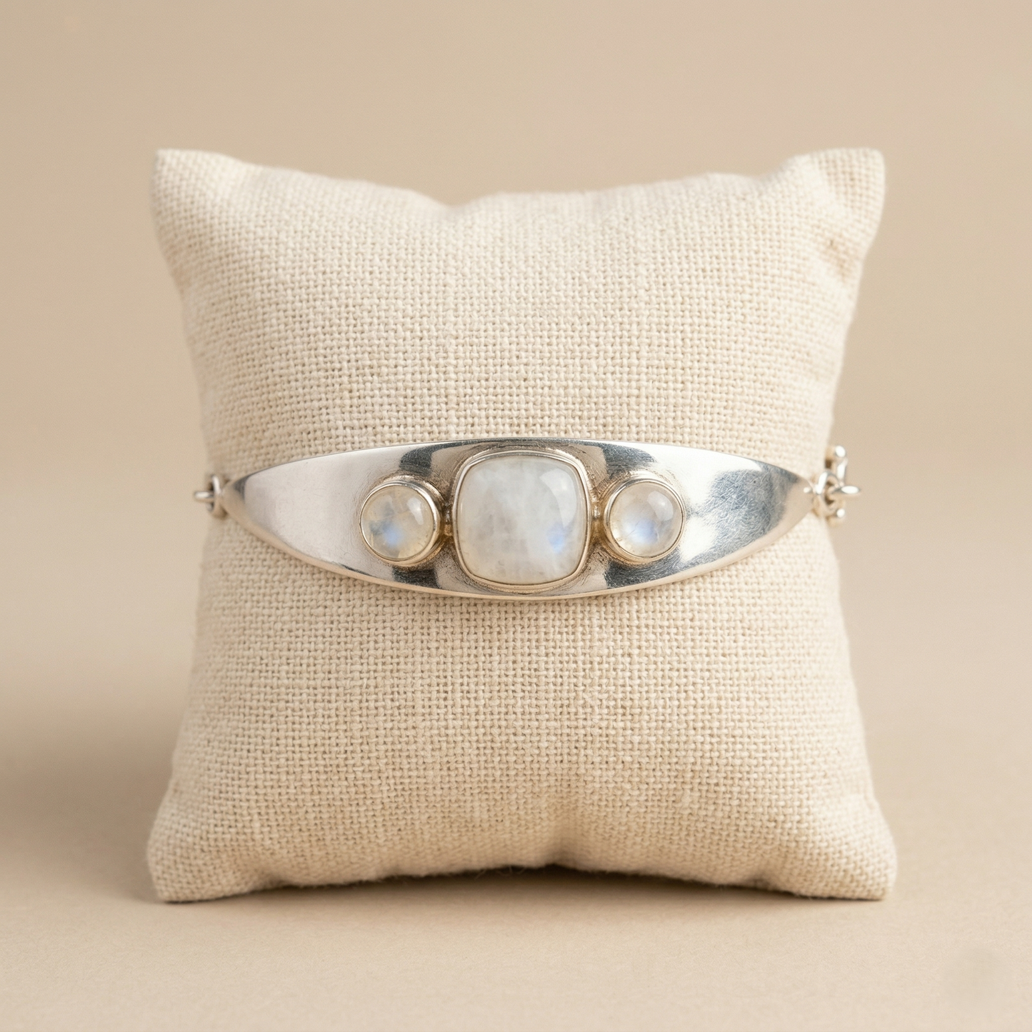 Ethereal Moonstone Sterling Silver Statement Bangle
