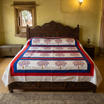 Royal Ivory Bedcover With Tree Motifs