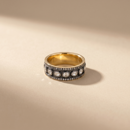 Vintage Heritage Polished Gold Uncut Diamond Ring