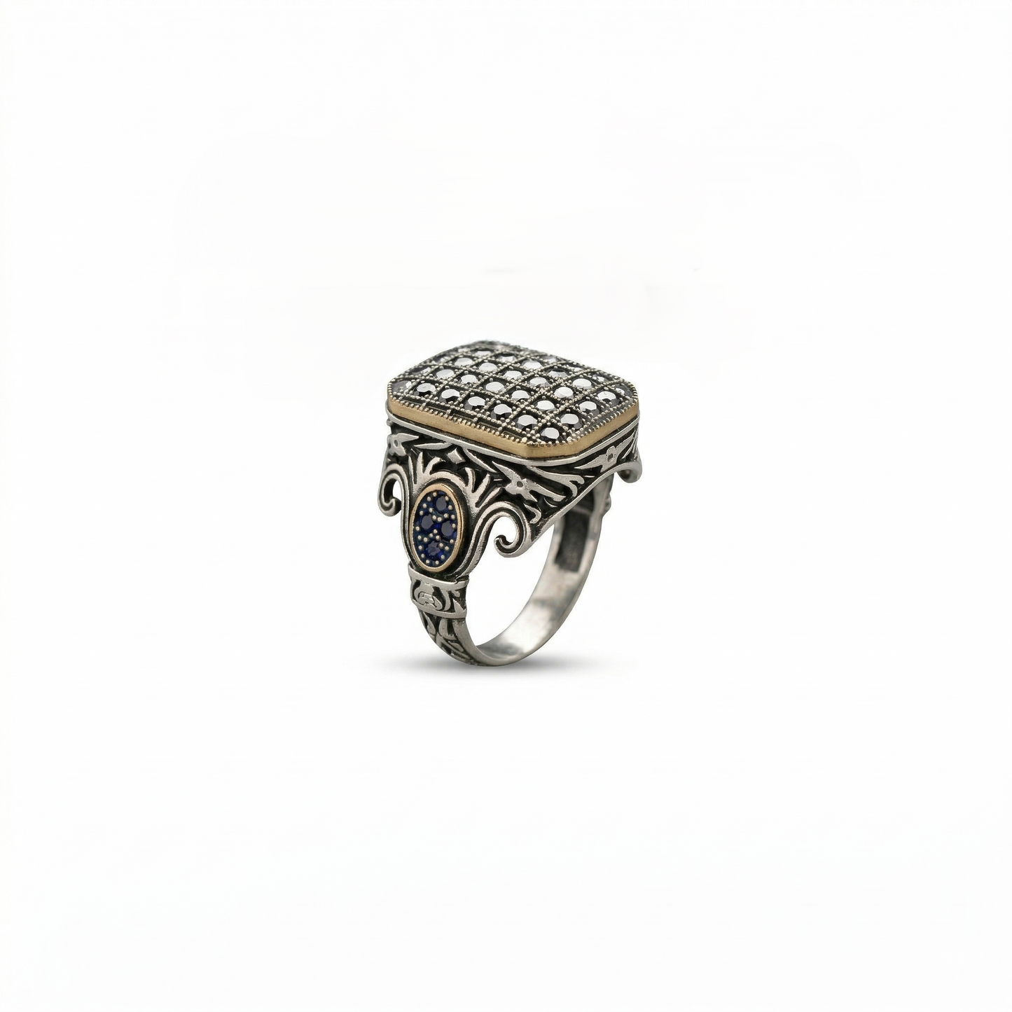 Vintage Silver Signet with Onyx Lattice