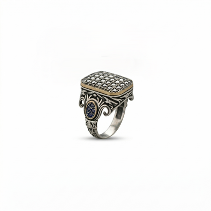 Vintage Silver Signet with Onyx Lattice