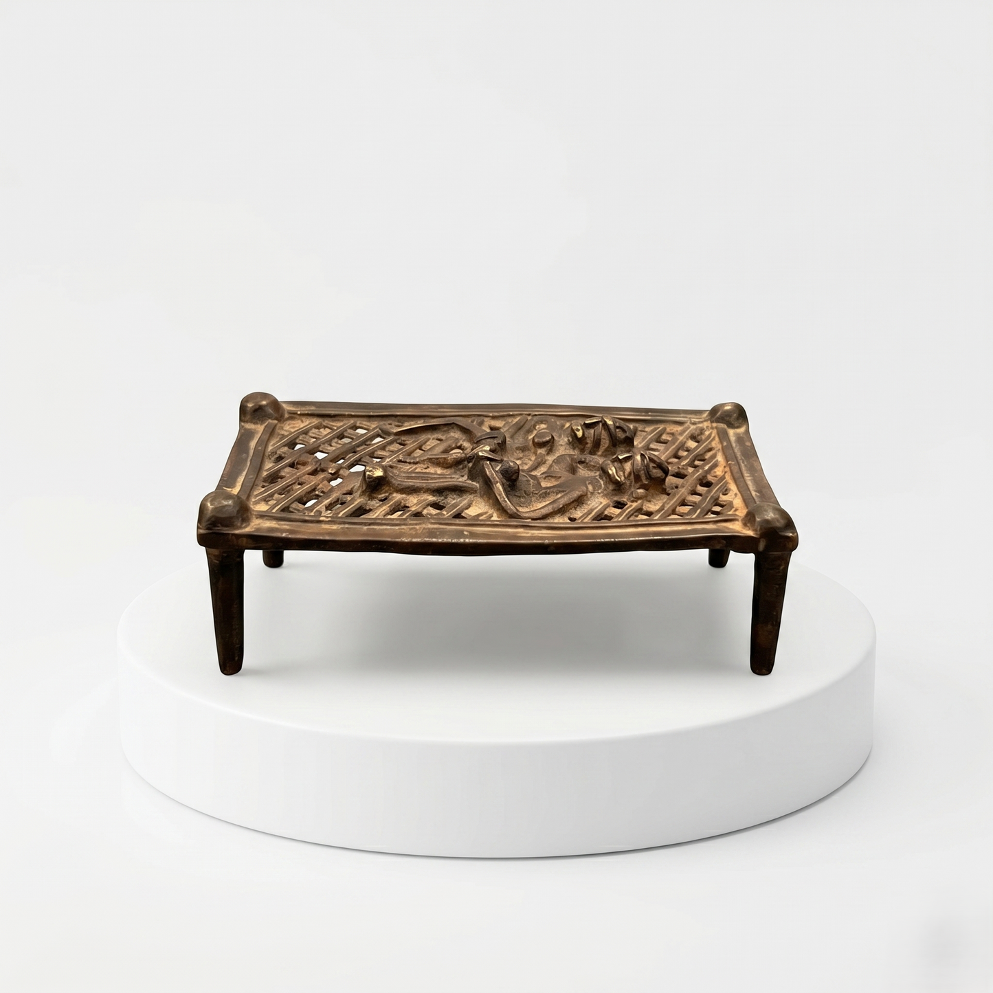 Antique Brass Tribal Cot Figurine Decor