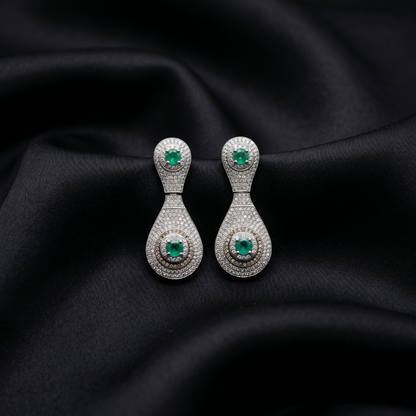 Emerald Radiance 92.5 Silver Drop Earrings