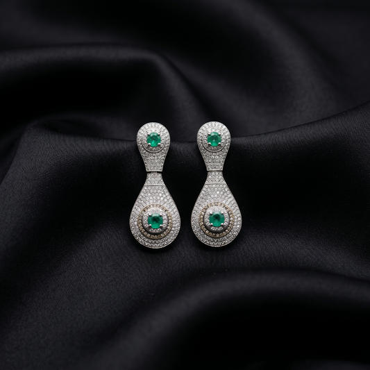Emerald Radiance 92.5 Silver Drop Earrings