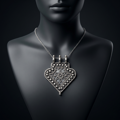 Vintage Handcrafted Sterling Silver Tribal Pendant