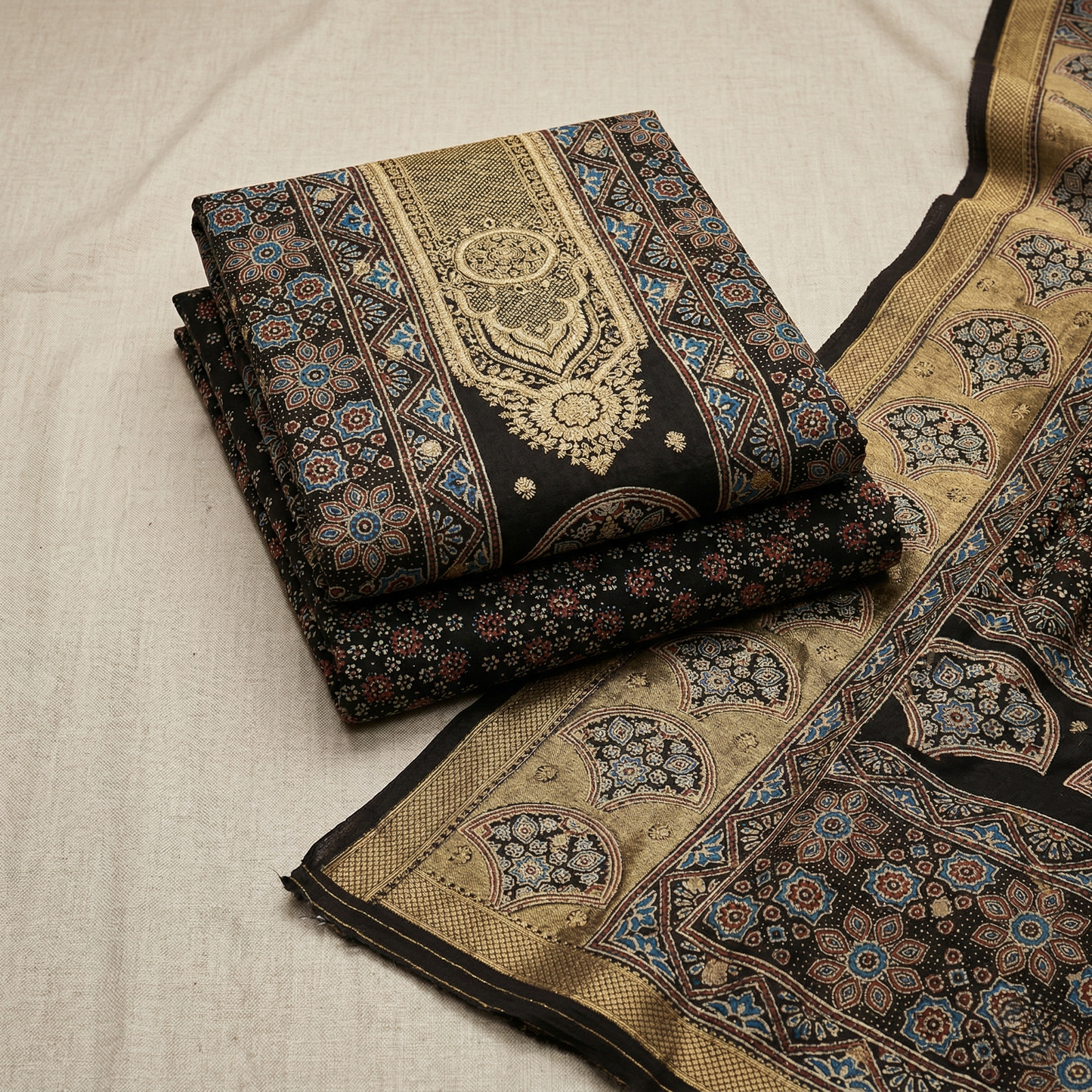 Royal Ajrakh Heritage Unstitched Silk Suit