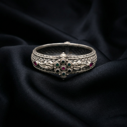Antique Floral 92.5 Sterling Silver Kada