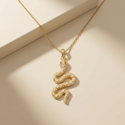 Serpentine Elegance Diamond Silver Pendant Set