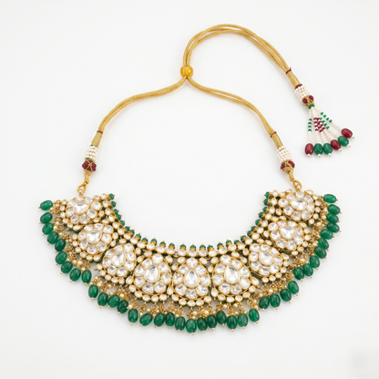 Royal Kundan and Emerald Silver Choker