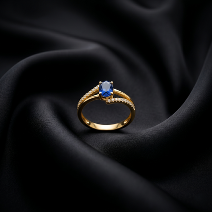 Royal Blue Sapphire Gold Cocktail Ring